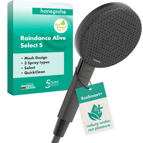 Hansgrohe Raindance alive Douchette à main 125 3 jets EcoSmart+ Chrome noir brossé (anthracite) SW1387872