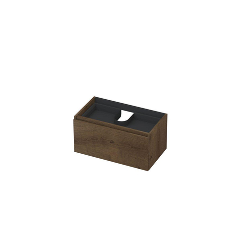 INK Fineer Meuble sous-lavabo - 80x45x40cm - 1 tiroir - tiroir intérieur - sans poignée - listel en bois - MDF Placage Chocolate SW493586