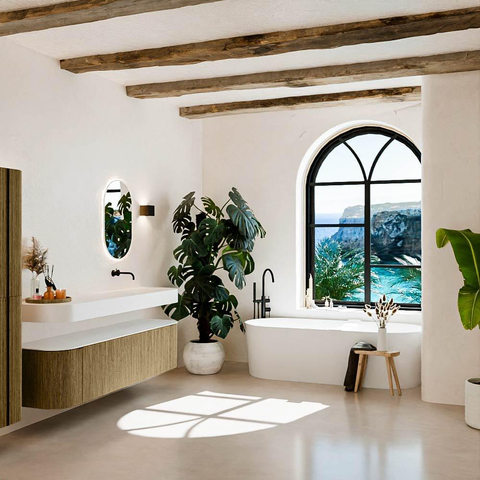 MONDIAZ THOR Meuble de salle de bains 180cm arrondi gauche + droite couleur Dusk avec 2 tiroirs et 2 portes. Vasque suspendue CLOUD Droite sans trou de robinet couleur Talc. SW1465974