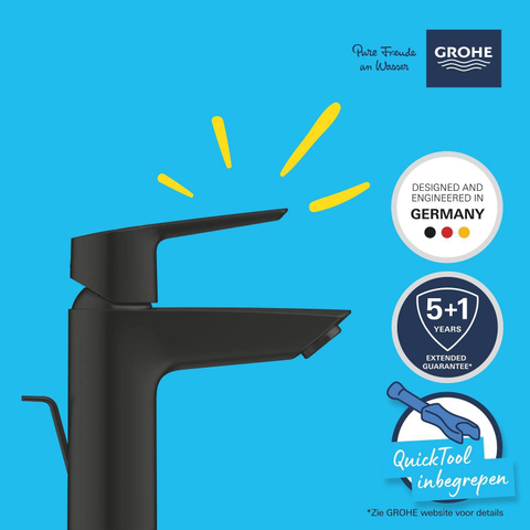 Grohe Start Wastafelmengkraan - opbouw - 10.9cm uitloop - S-size - matte black (mat zwart) SW1126893