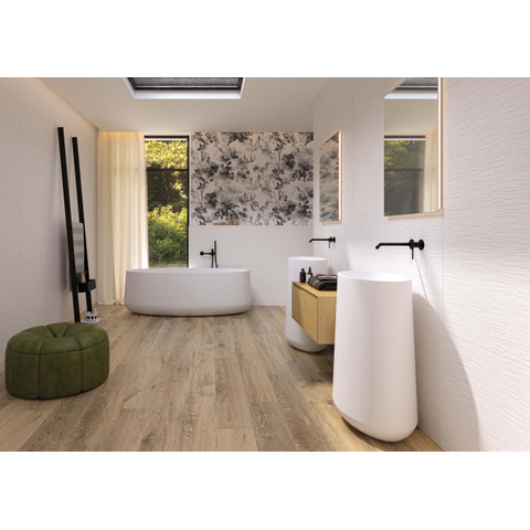SAMPLE Terravito Avorio wandtegel - 60x120cm - gerectificeerd - Betonlook - White mat (wit) SW1221376