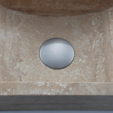 FugaFlow Efficiente Ensemble Fontaine Pierre - 40x22x10 cm - trou du robinet à droite - robinet de fontaine en acier inoxydable brossé PVD - bouchon de vidange - siphon abaissé - pierre naturelle mouchetée SW1448147
