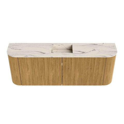 Mondiaz JOYA-DLUX 113.2cm toiletmeubel - ronding links en rechts kleur Oak - Wastafel FAYE positie Midden 1 kraangat kleur Nata. SW1424048