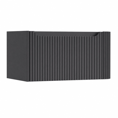 H&R Badmeubelen Juice Wastafelonderkast - 80x45x40cm - rechterhoek afgerond - 3D-front - 1 lade - geïntegreerde greep - dark blue SW1259590