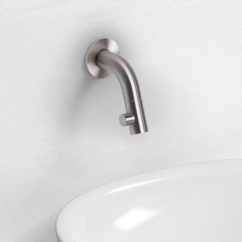 Clou Kaldur fonteinkraan 2x6.8cm korte uitloop met wandmontage RVS geborsteld OUTLETSTORE STORE44675
