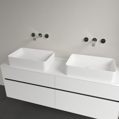 Villeroy & Boch Collaro opzetwastafel rechthoekig - 56x36cm - zonder overloop - zonder kraangat CeramicPlus - Stone White (mat wit) SW336072