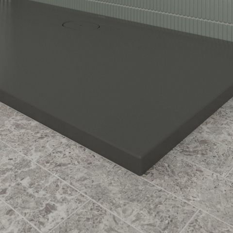 Villeroy & Boch Ecora douchebak - 160x80x3.5cm - afvoer lange zijde - anthracite (antraciet) SW1558871