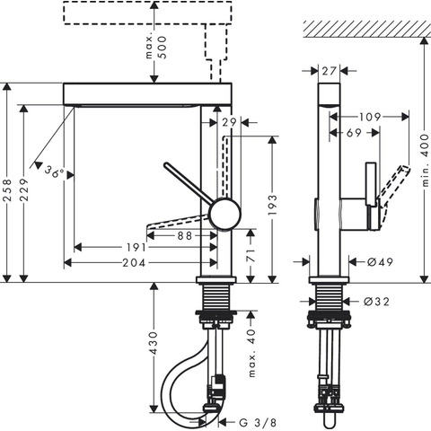 Hansgrohe Finoris Wastafelkraan - 230 - 2jet - met uittrekbare vuistdouche - met afvoerplug - mat zwart SW651140
