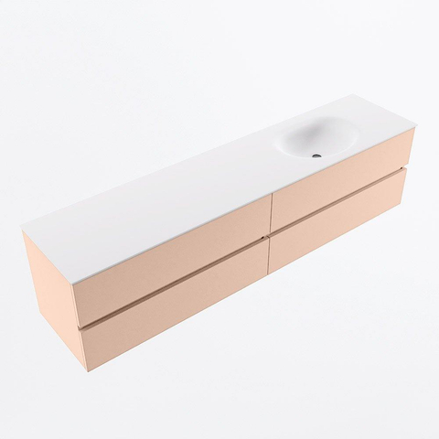 MONDIAZ VICA Ensemble meuble de salle de bains - 200cm - meuble bas rosee - 4 tiroirs - lavabo moon à droite - 1 trou de robinet - version haute 60cm - talc SW1080423