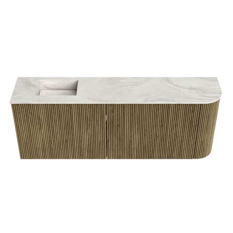 Mondiaz JOYA-DLUX 111.6cm toiletmeubel - ronding rechts kleur Dusk - Wastafel FAYE positie Links Zonder kraangat kleur Ostra. SW1423425