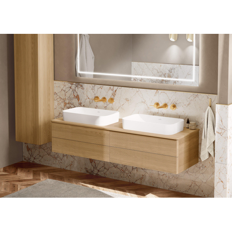 Villeroy & Boch finion opzetwastafel - zonder kraangat - 60x35cm CeramicPlus - zonder overloop - Stone White (mat wit) SW209544