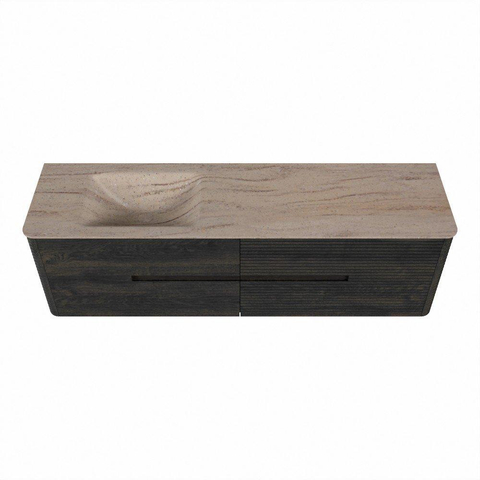 Mondiaz CIRO-DLUX Badkamermeubelset - 170x45x50cm - Solid surface wastafel Saba - 1 wasbak Links - 1 kraangat - 4 lades - Shadow SW1532722