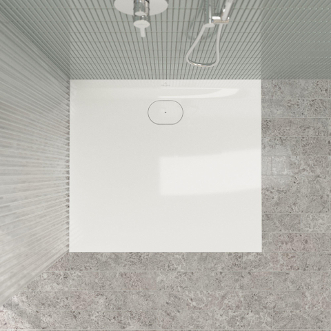 Villeroy & Boch Ecora douchebak - 100x90x3.5cm - afvoer lange zijde - white alpine (wit) SW1558944