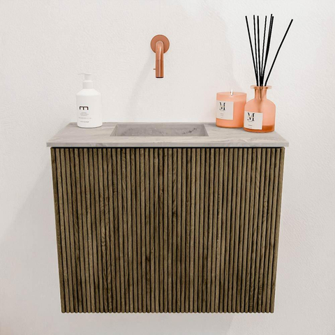 Mondiaz JOYA-DLUX Meuble de salle de bains 50cm - couleur Dusk - Vasque FAYE position Gauche Sans trou de robinet couleur Glace. SW1423131