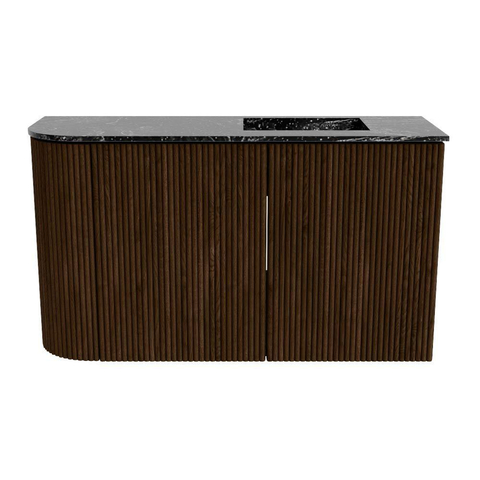 Mondiaz JOYA-DLUX 71.6cm toiletmeubel - ronding links kleur Walnut - Wastafel FAYE positie Rechts Zonder kraangat kleur Lava. SW1422466