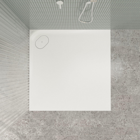Villeroy & Boch Ecora douchebak - 100x100x3.5cm - hoekafvoer - stone white (wit) SW1559010