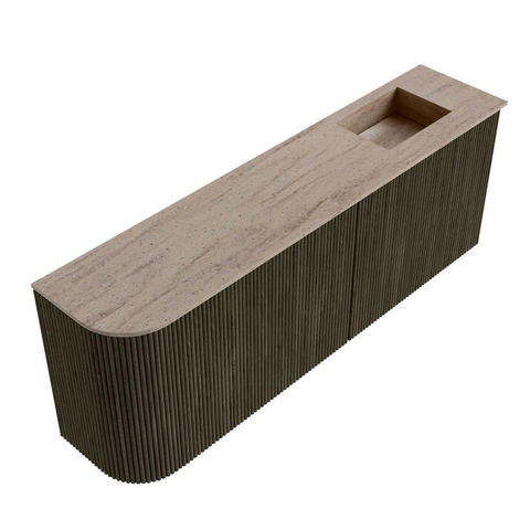 Mondiaz JOYA-DLUX 111.6cm toiletmeubel - ronding links kleur Shadow - Wastafel FAYE positie Rechts 1 kraangat kleur Saba. SW1425158