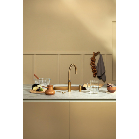 Quooker Fusion Round kokendwaterkraan - draaibare uitloop - Combi+ incl. Cube reservoir - Warm / kokend / bruisend / gefilterd water - messing patina SW769526