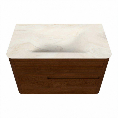 Mondiaz CIRO-DLUX Ensemble de meubles de salle de bains - 80x45x50cm - plan-vasque en solid surface Ostra - 1 vasque centrale - sans trous de robinetterie - 2 tiroirs - Ruby SW1531859