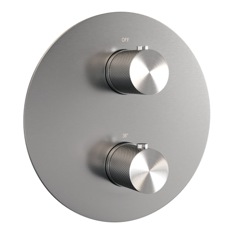 BRAUER Brushed Carving douche de pluie encastrée thermostatique - 3 voies - rond - set 90 - pomme de douche 30cm - bras de plafond - douchette barre - flexible de douche - barre de douche intégrée - inox brossé PVD SW1159179