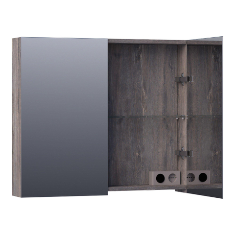 BRAUER Impress armoire de toilette – 80 x 70 x 15 cm – 2 portes, portes-miroir double face – Driftwood SW499543