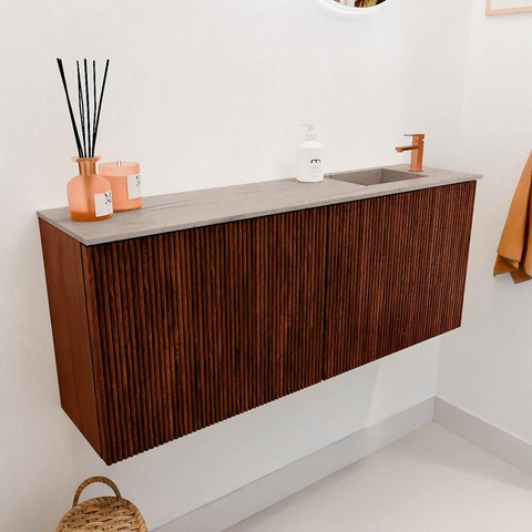 Mondiaz JOYA-DLUX 100cm toiletmeubel - kleur Ruby - Wastafel FAYE positie Rechts 1 kraangat kleur Saba. SW1425606