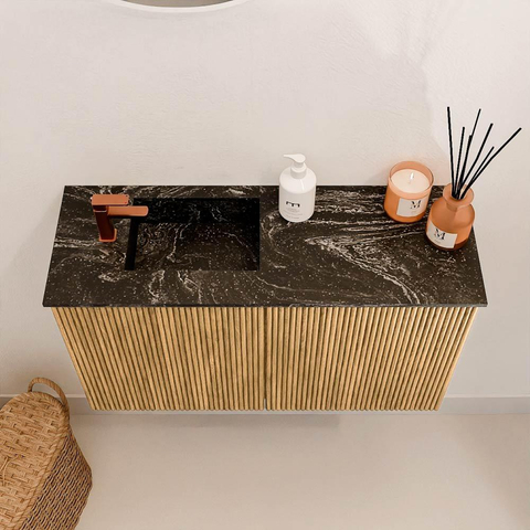 Mondiaz JOYA-DLUX Meuble de toilette 70cm - couleur Chêne - Vasque FAYE position Gauche 1 trou de robinet couleur Lava SW1422063