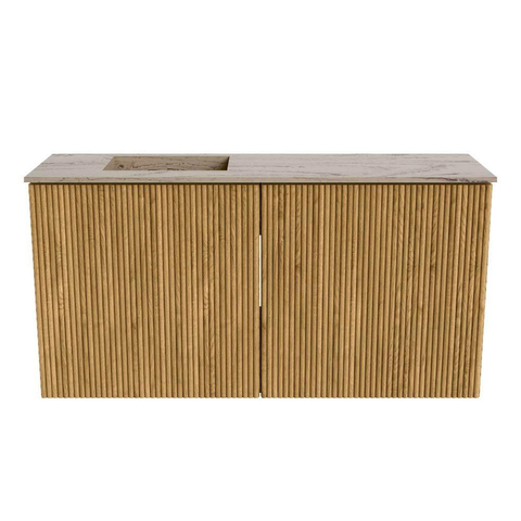 Mondiaz JOYA-DLUX 80cm toiletmeubel - kleur Oak - Wastafel FAYE positie Links Zonder kraangat kleur Arena. SW1423878