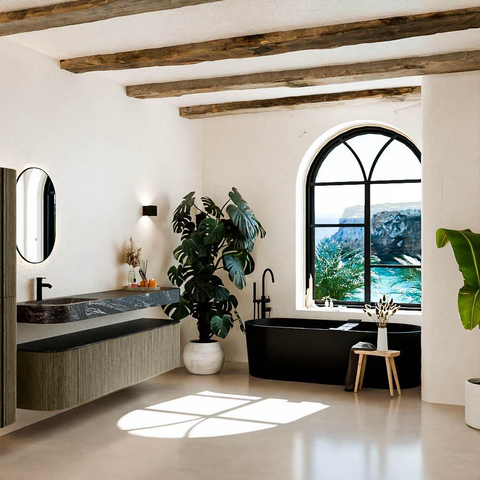 MONDIAZ THOR-DLUX 190cm meuble de salle de bains arrondi gauche + droite couleur Shadow avec 2 tiroirs et 2 portes. Vasque suspendue CLOUD Gauche 1 trou de robinet couleur Lava. SW1466628