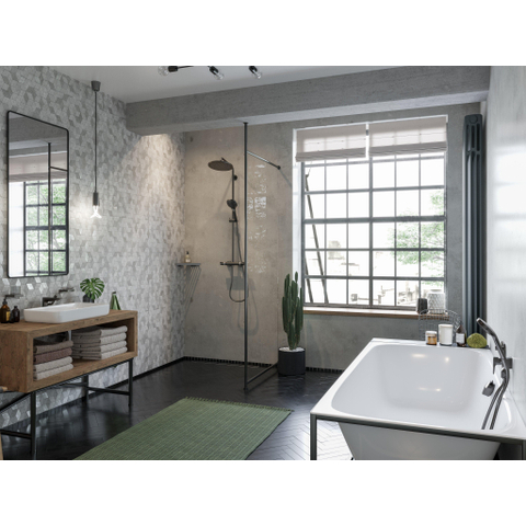 Hansgrohe AddStoris Q glashouder - met glas - geborsteld zwart chroom (antraciet) SW651570