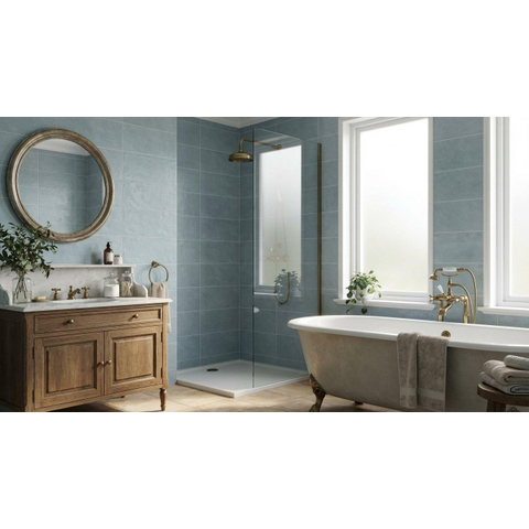 ÉCHANTILLON Terravito Evarno Carreau mural - 30x75cm - rectifié - Aqua mat (bleu) SW1131105