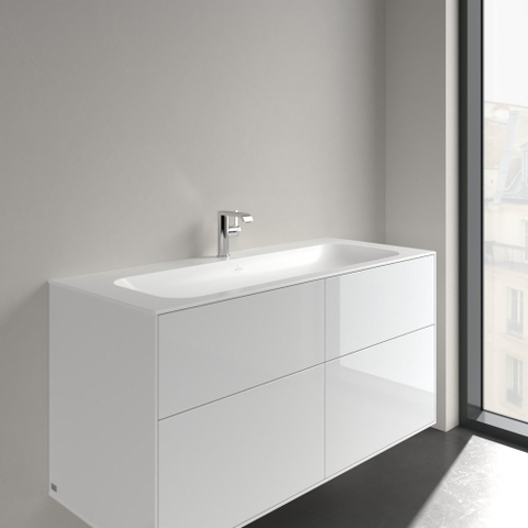 Villeroy & Boch finion meubelwastafel - 1 kraangat - 120x50cm CeramicPlus - zonder overloop - Stone White (mat wit) SW209580