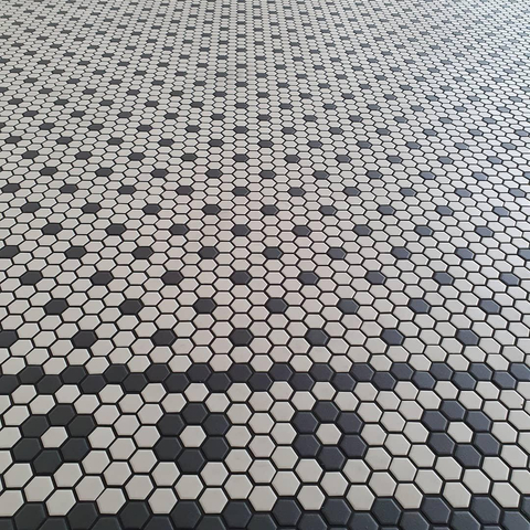 The Mosaic Factory London mozaïektegel - 26x30cm - wand en vloertegel - Zeshoek/Hexagon - Porselein White + Black Mat SW258556