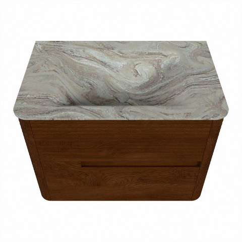 Mondiaz CIRO-DLUX Ensemble meuble de salle de bains - 70x45x50cm - vasque solid surface Glace - 1 lavabo central - sans trous de robinet - 2 tiroirs - Ruby SW1531566
