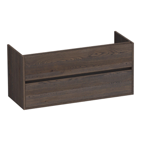 BRAUER Adore Meuble sous-lavabo - 120x46x55cm - 2 tiroirs softclose - sans poignées - 1 découpe pour siphon - chêne massif - lamelles chêne noir SW392929