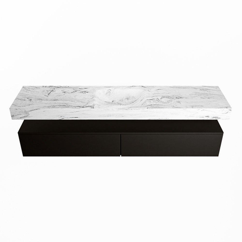 Mondiaz ALAN-DLUX Ensemble de meuble - 200cm - meuble Urban mat - 2 tiroirs - Lavabo Cloud Glace suspendu - vasque Centre - 0 trous de robinet SW805808