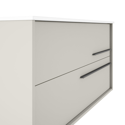 Saniclass Prime Essential Wastafelonderkast - 100x55x46cm - 2 lades - Standaard greep - MDF - mat cotton (beige) SW892667