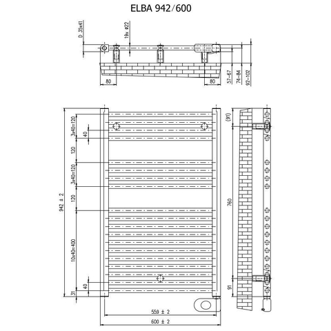 Plieger Elba Electrical Elektrische Designradiator - 94.2x60cm - met thermostaat - 500w - wit SW1027362
