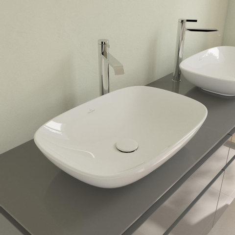 Villeroy & Boch Loop & friends lavabo à poser - 56x38cm - rectangulaire avec trop-plein CeramicPlus blanc SW644148