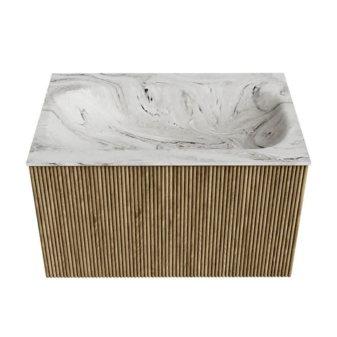 Mondiaz KURVE-DLUX Badkamermeubelset - 70x46x40cm - 1 lade - wastafel solid surface - midden - 1 kraangat - Dusk SW1415451