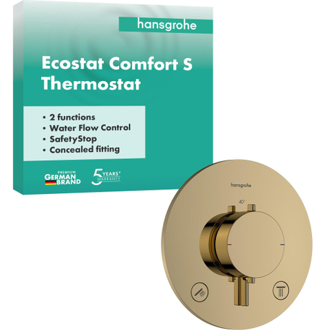 Hansgrohe Ecostat Comfort S Mitigeur thermostatique encastré - 2 fonctions - Polished Gold Optic SW1245323