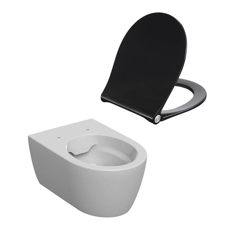 Geberit ICon wandcloset - 35.5x53x33cm - diepspoel - spoelrandloos wit met softclose en quickrelease zitting - zwart (wit) SW705609
