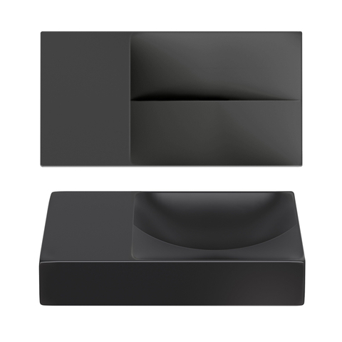 Clou Vale lave-mains - 38x19x7cm - rectangulaire - sans trou robinet - gauche - noir mat SW451470