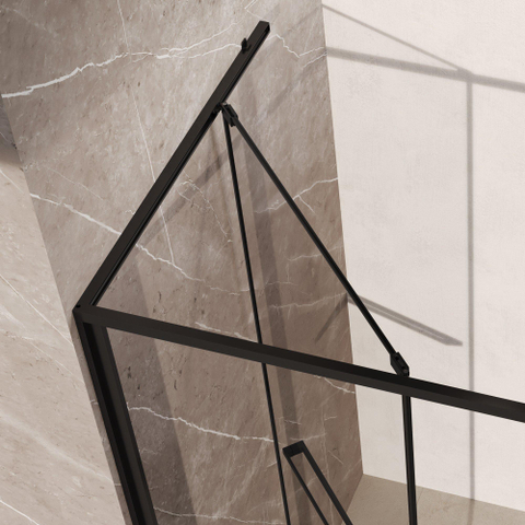 BRAUER Luminis Porte de niche - 120x200 - 2 parties pivotant vers l’intérieur - verre transparent - réversible - avec traitement anticalcaire - noir mat SW1580842