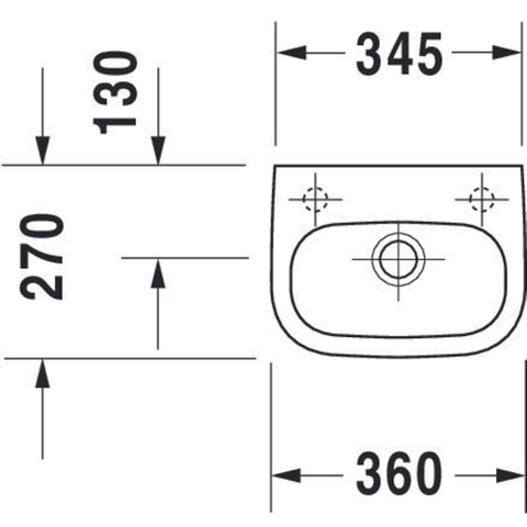 Duravit D-code fontein 36x27cm kraangat rechts met overloop wit 0296237