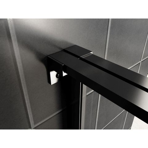 Wiesbaden Horizon Nisdeur - met vast deel en raster - 90x200cm - 8mm - nano helder glas - mat zwart SW373477