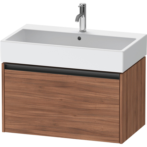 Duravit Ketho.2 Wastafelonderbouwkast - met 1 lade - 78.4x46x44cm - met greep antraciet - noten mat SW772406