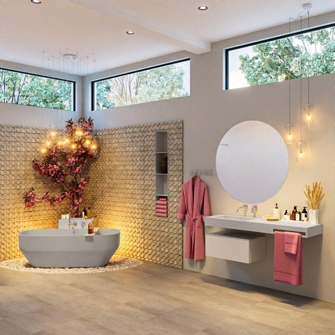 MONDIAZ STONE baignoire îlot - 170x75cm - linen mat (beige) SW491546