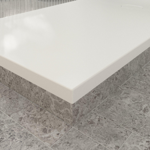 Villeroy & Boch Ecora douchebak - 170x90x4.5cm - afvoer korte zijde - stone white (wit) SW1559012