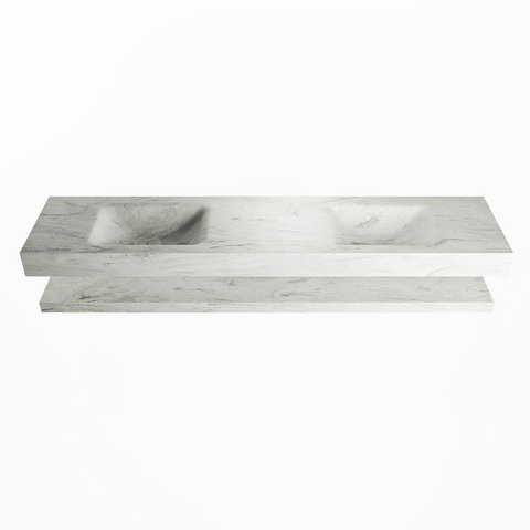 Mondiaz ALAN-DLUX Ensemble de meuble - 200cm - meuble Opalo mat - 0 tiroirs - Lavabo Cloud Opalo suspendu - vasque Gauche et droite - 2 trous de robinet SW809315